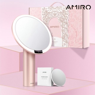 【AMIRO】Oath自動感光LED化妝鏡-綺夢花園禮盒-薄霧粉(美妝鏡 彩妝鏡 情人節禮物 禮盒 送禮)