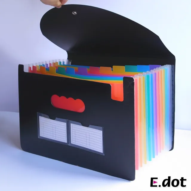 【E.dot】翻蓋可立伸縮A4風琴夾/資料夾/文件夾(12層)