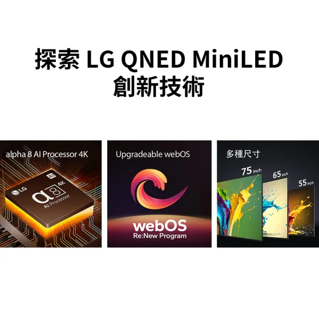 【LG 樂金】65型QNED MiniLED 量子奈米 4K 120Hz AI物聯網智慧顯示器(65QNED91TTA)