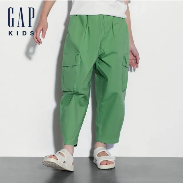 【GAP】男童裝 鬆緊工裝褲-綠色(466311)