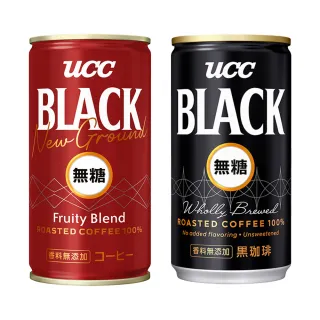 即期品【UCC】BLACK無糖咖啡185g x15入+赤·濃醇無糖咖啡185g x15入/箱(期間限定)