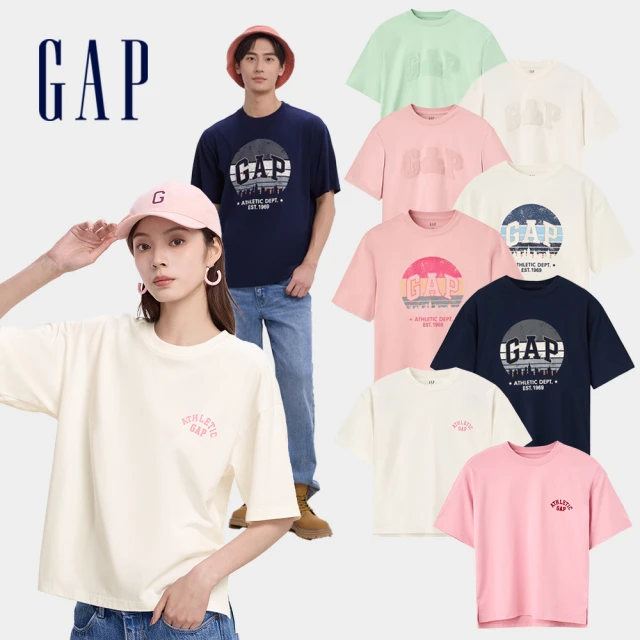 GAP 男裝 Logo純棉小熊刺繡圓領短袖T恤 水洗棉系列-淡綠色(637270)