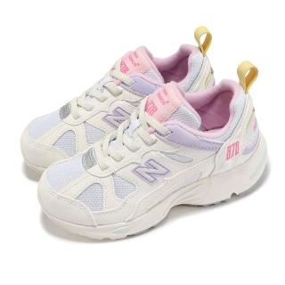 【NEW BALANCE】休閒鞋 878 中童 寬楦 米白 紫 小朋友 緩衝 運動鞋 NB(PV878LM1-W)