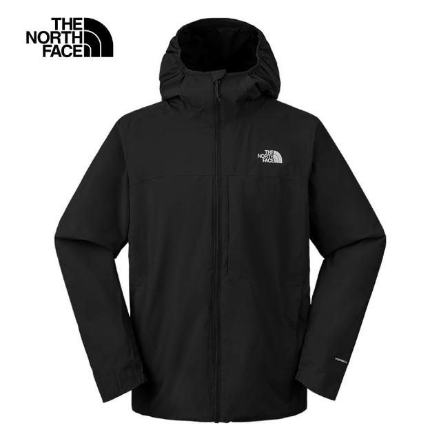 【The North Face 官方旗艦】北面男款黑色DWR防潑水連帽外套｜89ZNJK3