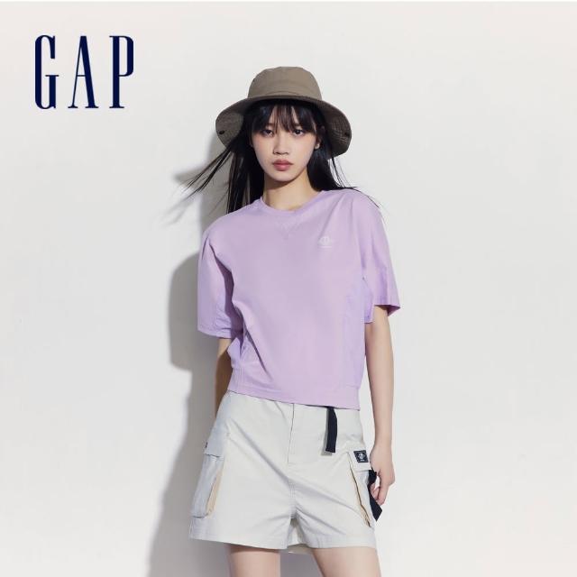 【GAP】女裝 Logo純棉印花圓領短袖T恤-紫色(465968)