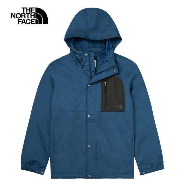 【The North Face 官方旗艦】北面男款藍色DryVent防水透氣連帽衝鋒衣｜89YT5LO(外套)