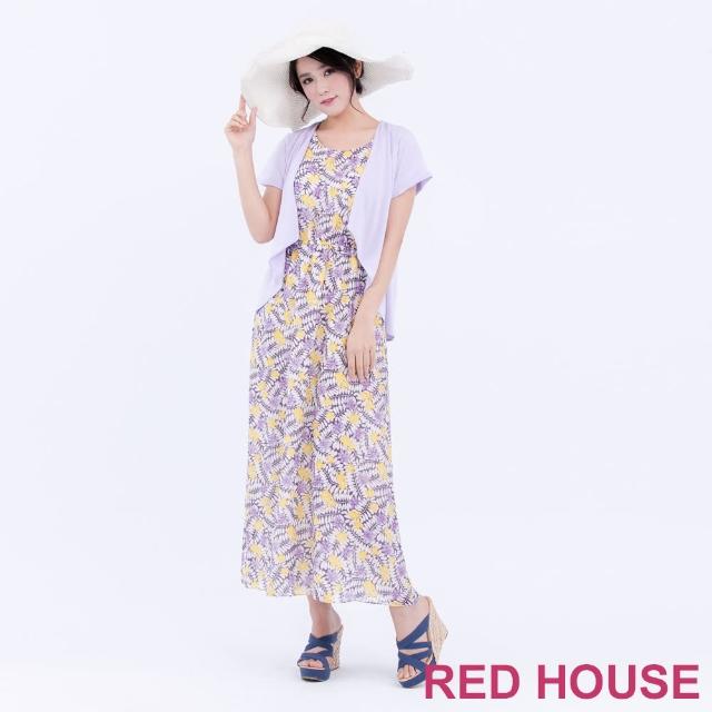 【RED HOUSE 蕾赫斯】假兩件印花長洋裝(紫色)