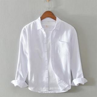 【巴黎精品】現貨+預購 襯衫長袖上衣(時尚商務簡約純色男裝4色a1et13)