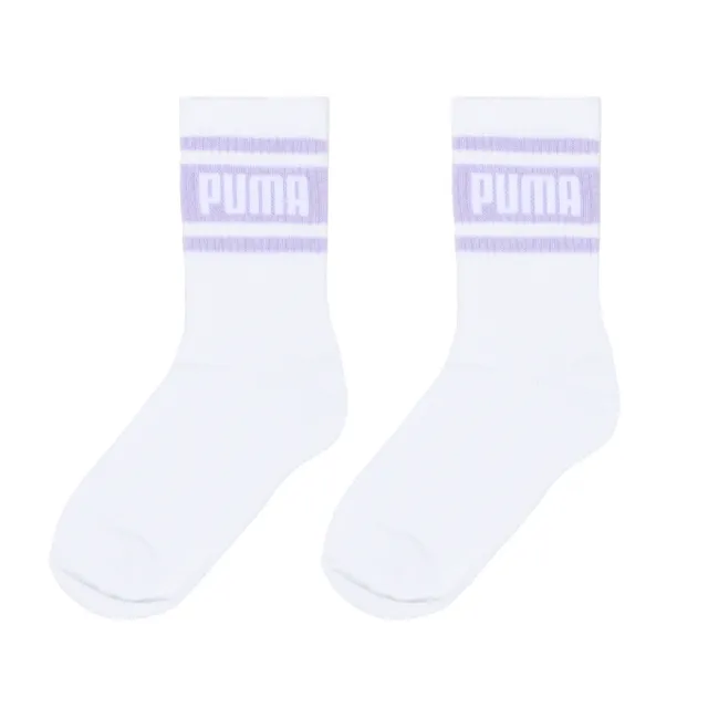 【PUMA】長襪 Fashion Crew Socks 白 紫 中筒襪 休閒襪 襪子(BB1403-07)