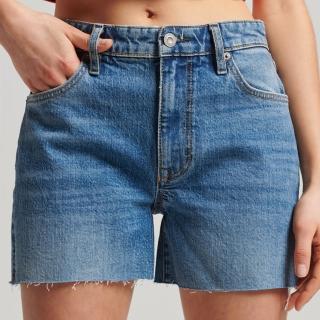 【Superdry】女裝 丹寧短褲 牛仔短褲 Vintage Mid Rise Cut Off(藍)