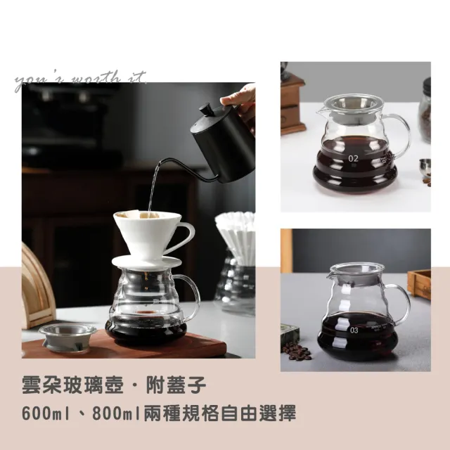 【渥思】雲朵玻璃壺-600ml(附蓋子.咖啡壺.泡茶壺.果茶壺.耐熱玻璃)