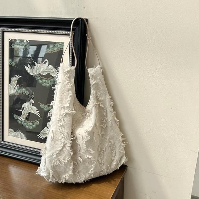【巴黎精品】現貨+預購 手提包帆布肩背包(日系休閒菱格毛鬚女包包3款a1fp50)