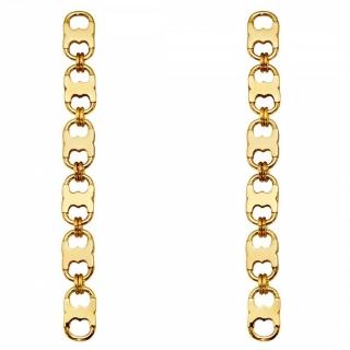 【TORY BURCH】專櫃款金色鏤空LOGO長型耳針式耳環