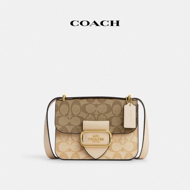 【COACH】蔻馳官方直營 MORGAN經典Logo撞色斜背包-淺卡其色混合色(CL429)