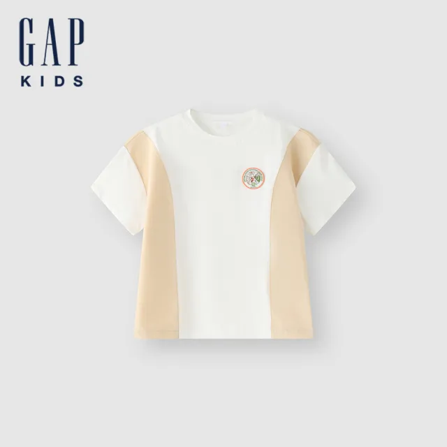 【GAP】男童裝 Logo純棉圓領短袖T恤-白色(466206)
