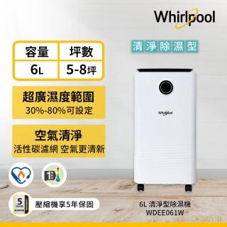 【Whirlpool 惠而浦】一級能效 6公升節能除濕機WDEE061W(貨物稅減免$500)