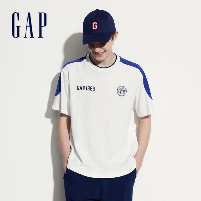 【GAP】男裝 Logo純棉印花圓領短袖T恤-白色(496386)