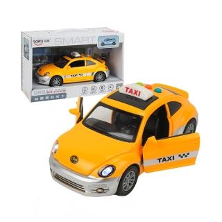 【888ezgo】幼兒聲光音樂黃色計程車（摩輪慣性驅動）（車門引擎蓋可開+頭大燈+音效音樂）（9901）