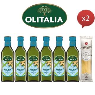 【Olitalia 奧利塔】超值玄米油禮盒組500mlx12瓶(+贈Molisana茉莉義大利直麵或細直麵500gx2包)