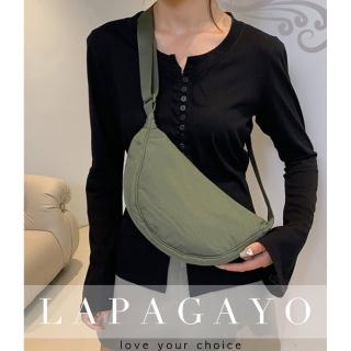 【lapagayo】母親節禮物 日系文青簡約風尼龍斜背/側肩包