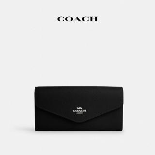 【COACH】蔻馳官方直營 信封型皮夾-黑色(CU158)
