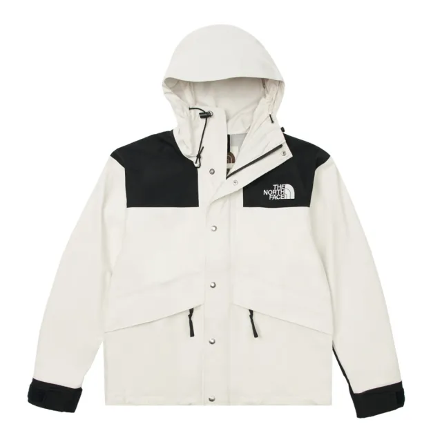 【The North Face 官方旗艦】經典ICON-北面男款米白色防水透氣舒適連帽衝鋒衣｜8AKJROU(外套)