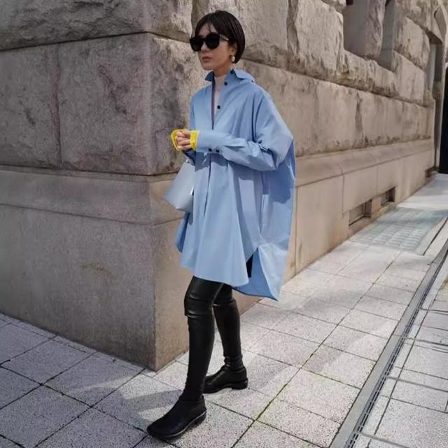 【巴黎精品】現貨+預購 襯衫長袖上衣(日系長版寬鬆通勤女裝a1fu63)