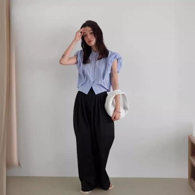 【巴黎精品】現貨+預購 襯衫無袖上衣(復古短版韓版休閒女裝2色a1fu11)