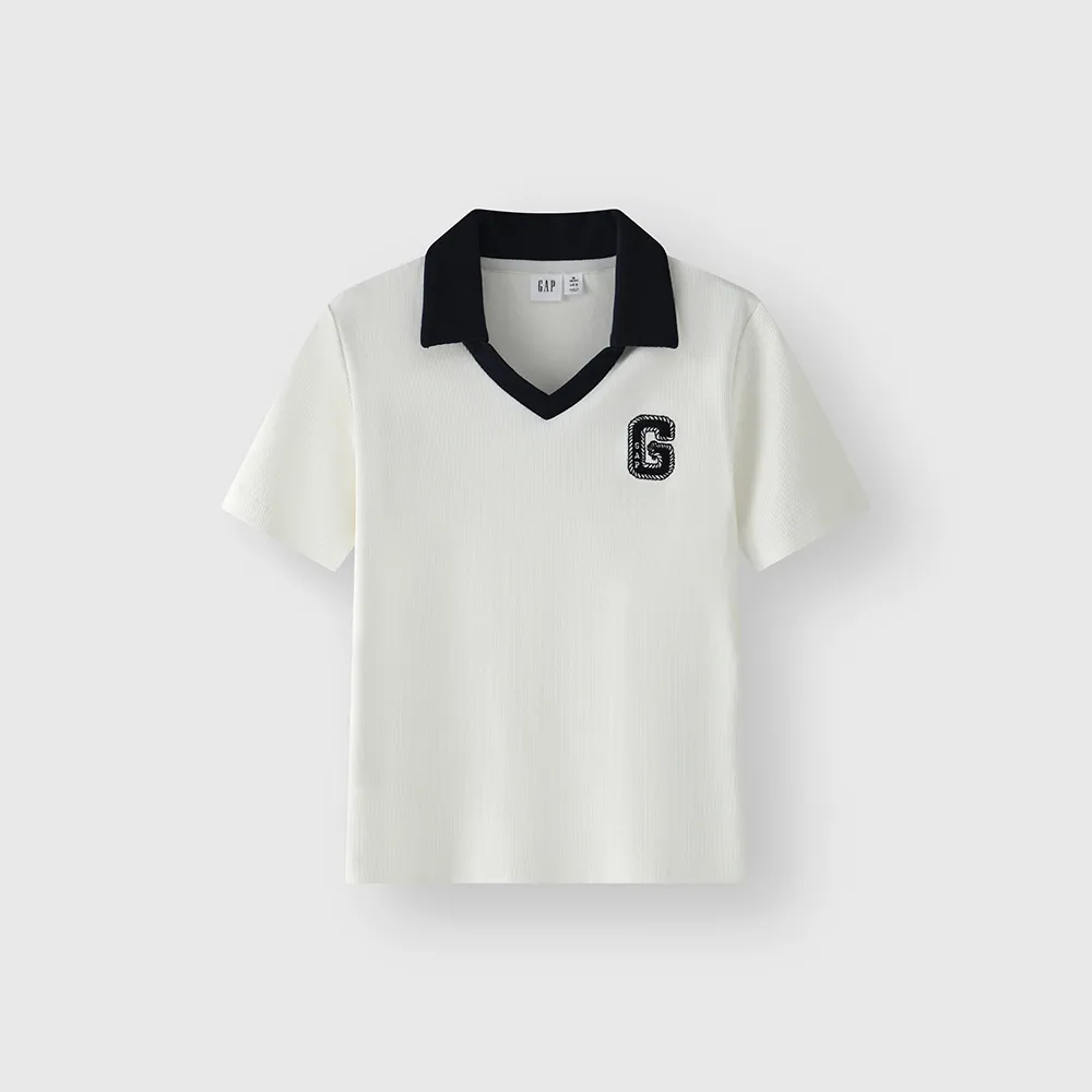 【GAP】女裝 Logo短袖POLO衫 女友T系列-白色(465266)