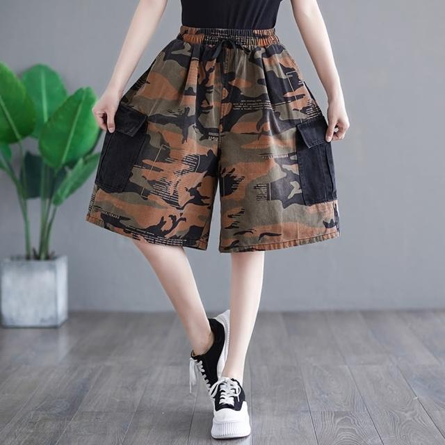 【巴黎精品】現貨+預購 牛仔褲丹寧短褲(迷彩寬鬆休閒及膝女褲子a1fe22)