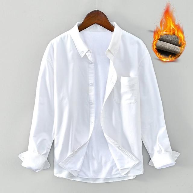 【巴黎精品】現貨+預購 襯衫長袖上衣(休閒加絨加厚保暖男裝2色a1et36)
