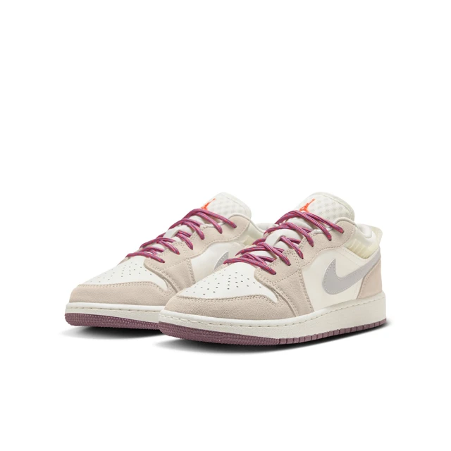 NIKE 耐吉 休閒鞋 女鞋 大童 運動鞋 AJ 喬丹 AIR JORDAN 1 LOW SE GS 灰白 FQ8094-100