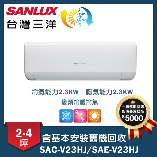 SANLUX 台灣三洋 2-4坪變頻一對一經典型(SAC-V23HJ/SAE-V23HJ)