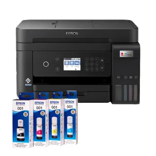 【EPSON】搭1組T03Y原廠1黑3彩墨水★L6270 高速雙網三合一Wi-Fi智慧遙控連續供墨印表機(2年保固組)