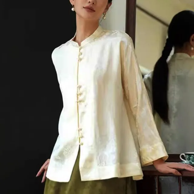 【巴黎精品】現貨+預購 襯衫長袖上衣(春季新中式提花寬鬆女裝a1gq70)