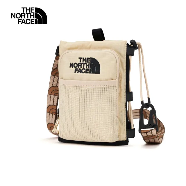 【The North Face 官方旗艦】北面男女款米色反光織帶品牌設計單肩包｜81DQ4D5(斜背包)