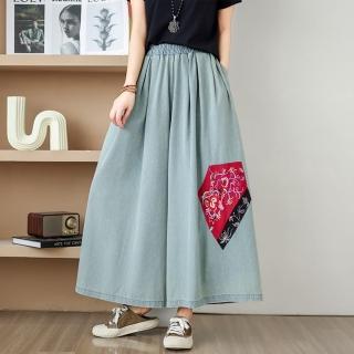 【巴黎精品】現貨+預購 牛仔褲丹寧長褲(春夏民族風刺繡寬管女褲子2色a1fe37)