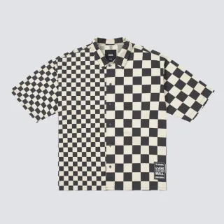 【VANS 官方旗艦】HYBRID CHECKER 男女款黑白色棋盤格短袖襯衫