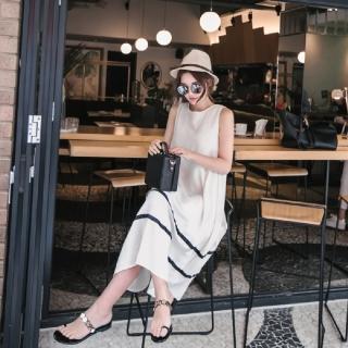 【LANNI 藍尼】★無袖度假感舒適連身裙(女裝/洋裝/套裝/長版上衣/連身裙)