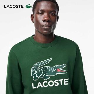 【LACOSTE】男裝-經典版型鱷魚Logo大學T(綠色)