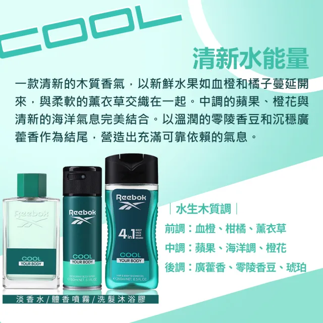 【REEBOK】男性淡香水經典限量手拿盥洗包組-淡香水100ml+沐浴膠250ml(專櫃公司貨)