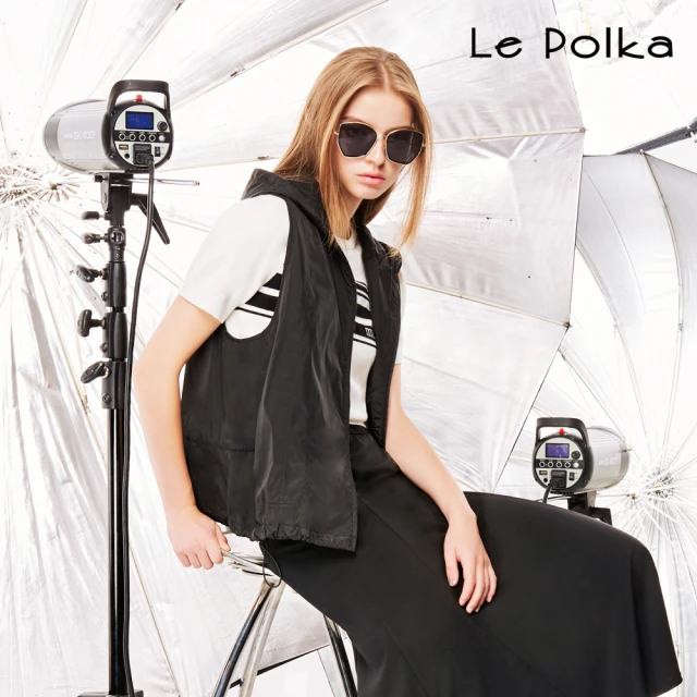 Le Polka 風衣連帽背心切線外套-女