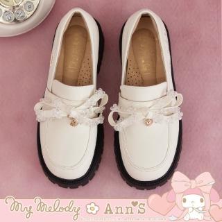 【Ann’S】Ann’S X Sanrio三麗鷗 美樂蒂聯名美樂蒂手工花朵串珠蝴蝶結厚底樂福鞋4.5cm(米)