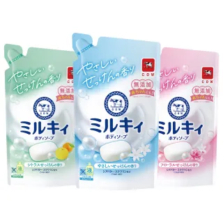 【日本牛乳石鹼】牛乳精華沐浴乳補充包360ml(玫瑰花香/柚子果香/清新皂香)