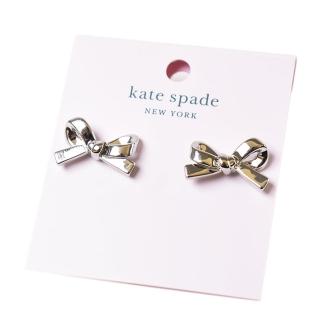 【KATE SPADE】蝴蝶結針式耳環-銀色