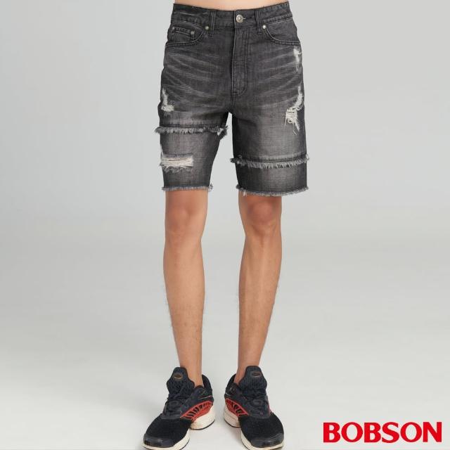 【BOBSON】男款刷破褲口抽鬚短褲(278-87)