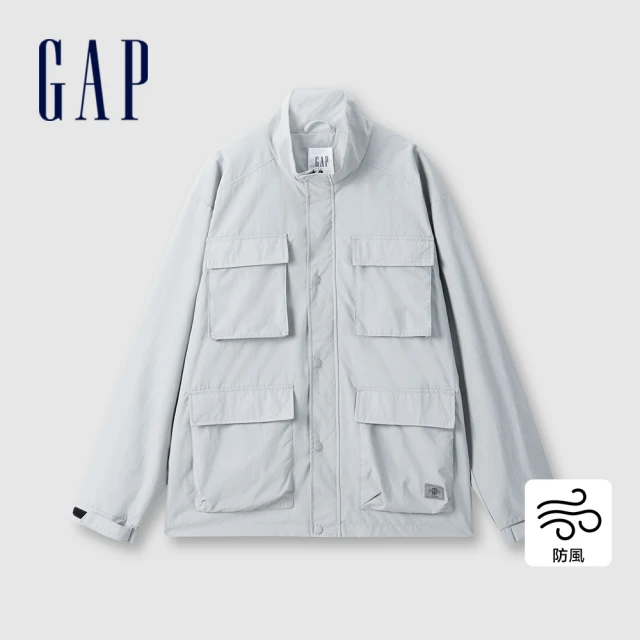 GAP 女裝 Logo短版翻領短袖襯衫-白色(873201)