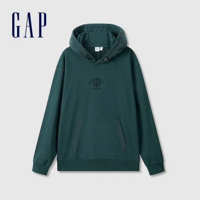 GAP 男裝 純棉小熊刺繡翻領短袖襯衫-藍色(890877)