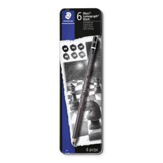 【STAEDTLER 施德樓】施德樓 黑桿人像素描專用鉛筆6入 鐵盒裝 MS100B-G6