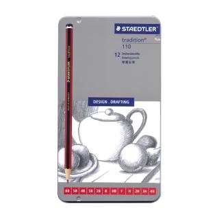 【STAEDTLER 施德樓】施德樓 紅武士經典繪圖鉛筆-12入 鐵盒裝 MS110-G12